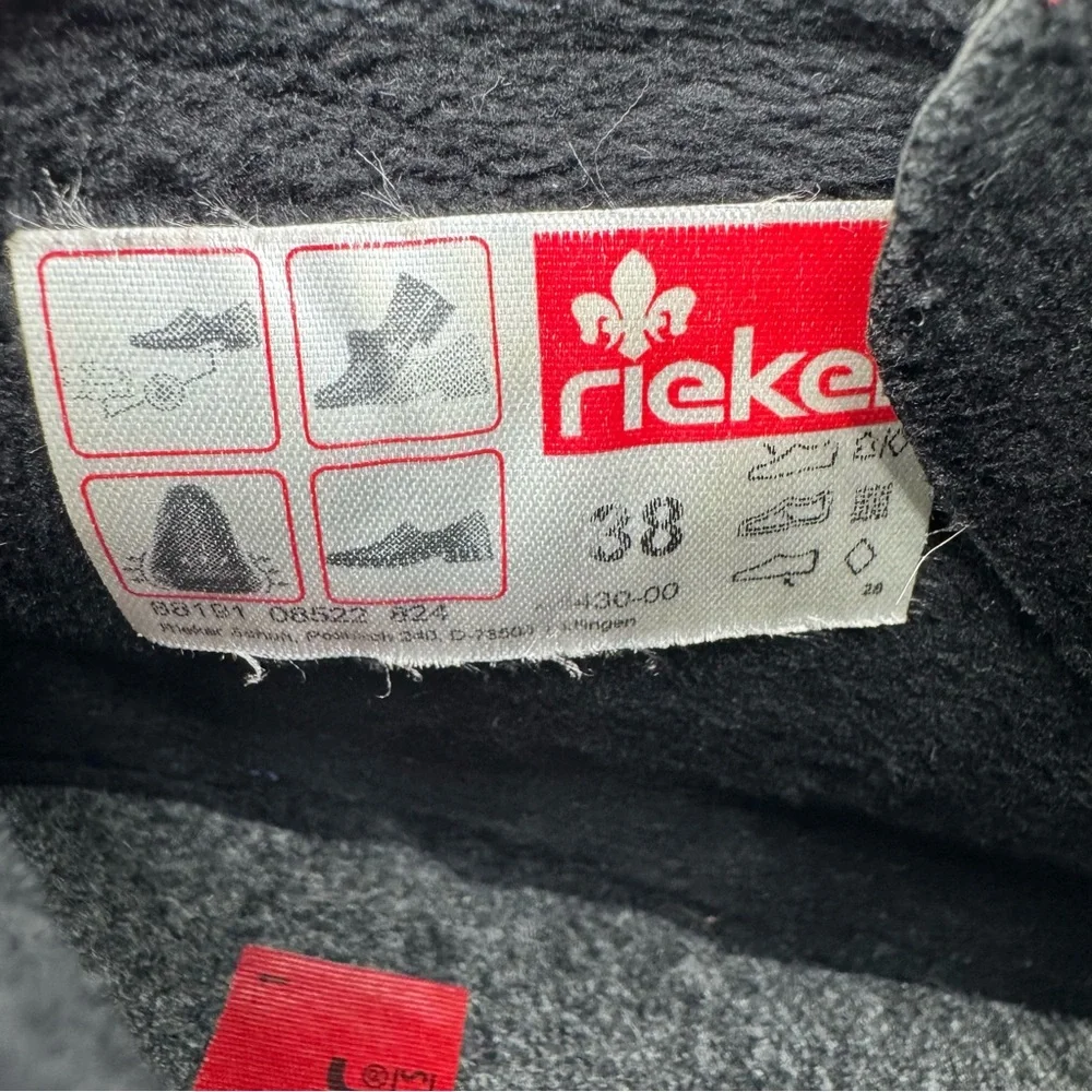 Rieker “Simona 30” Lace Up Leather Ankle Boot Black/Wine/Brandy Size EU 38/US 7 - Picture 13 of 14